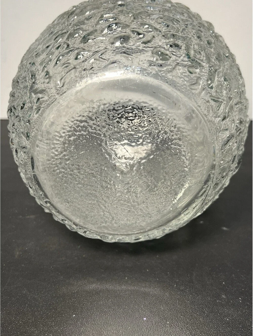 Anchor Hocking 1960s Lido Milano Clear Crinkle Ball Pitcher, 5x8.75”